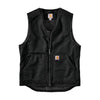 Carhartt Mens Black Relaxed Fit Washed Duck Sherpa Lined Vest