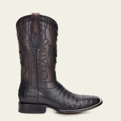 Cuadra Mens Engraved Black High Exotic Leather Cowboy Boots