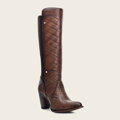 Cuadra Womens Embroidered Brown Leather Boots