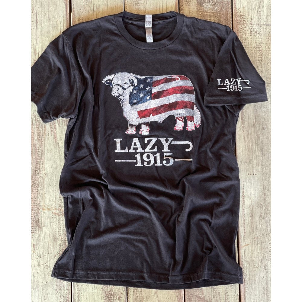 Lazy J Mens American Flag Hereford T-Shirt 