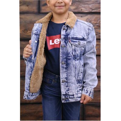 Levi's Boys Sherpa Collar Denim Trucker Jacket 