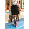 Lucky & Blessed Womens Stretch Suede Long Fringe Skirt Black