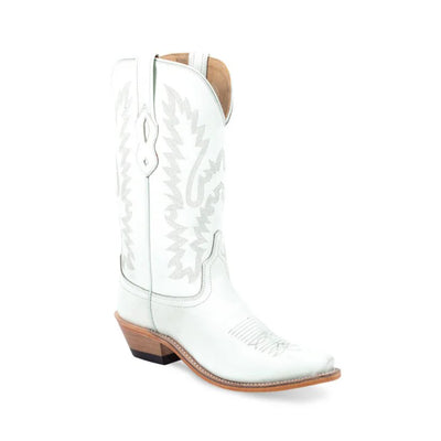 Old West Womens White Leather Boots