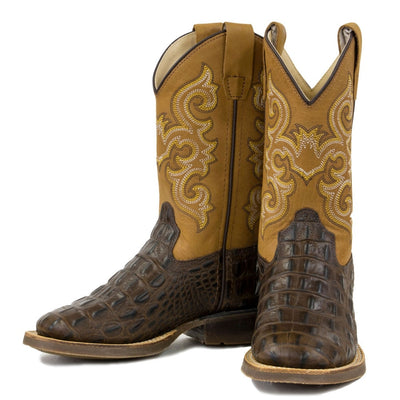 Old West Kids Gator Stamped Boots