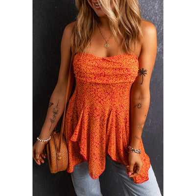 Sugar & Lace Womens Strapless Flowy Blouse 