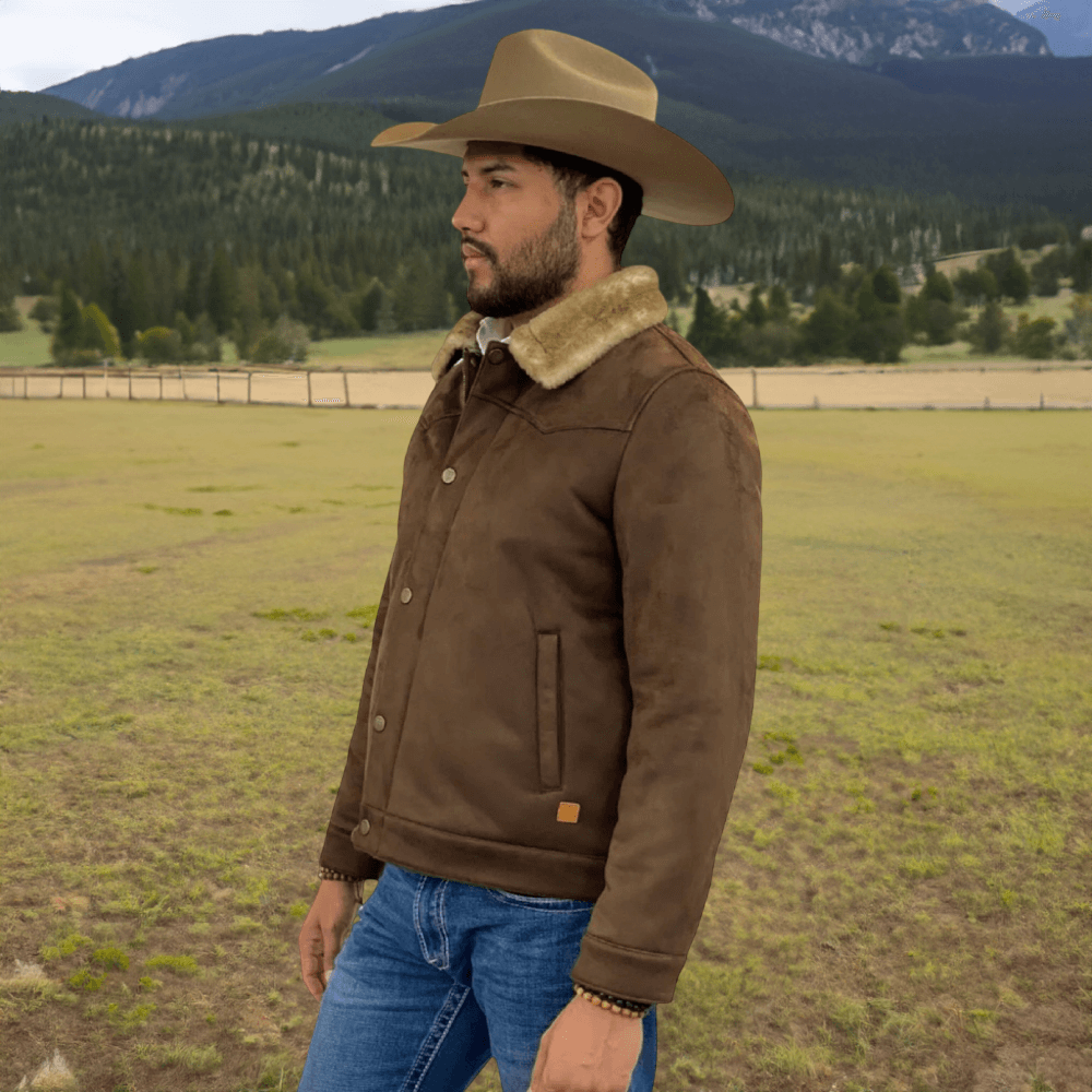 Tempco Mens Marlboro Faux Suede Shearling Jacket