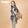 Wrangler Womens Fringe Floral Tooled Hobo Bag Khaki