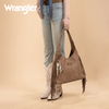 Wrangler Womens Fringe Floral Tooled Hobo Bag Khaki
