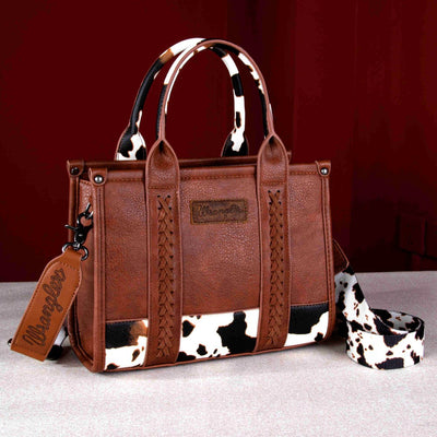 Wrangler Womens Cow Print Concealed Carry Tote/Crossbody - WG102-8120S-BRN
