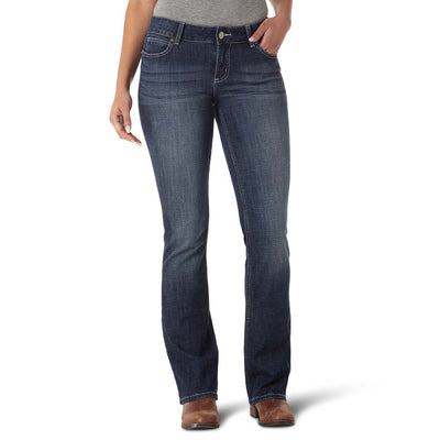 Wrangler Womens Mid Rise Bootcut Jeans In DO Wash