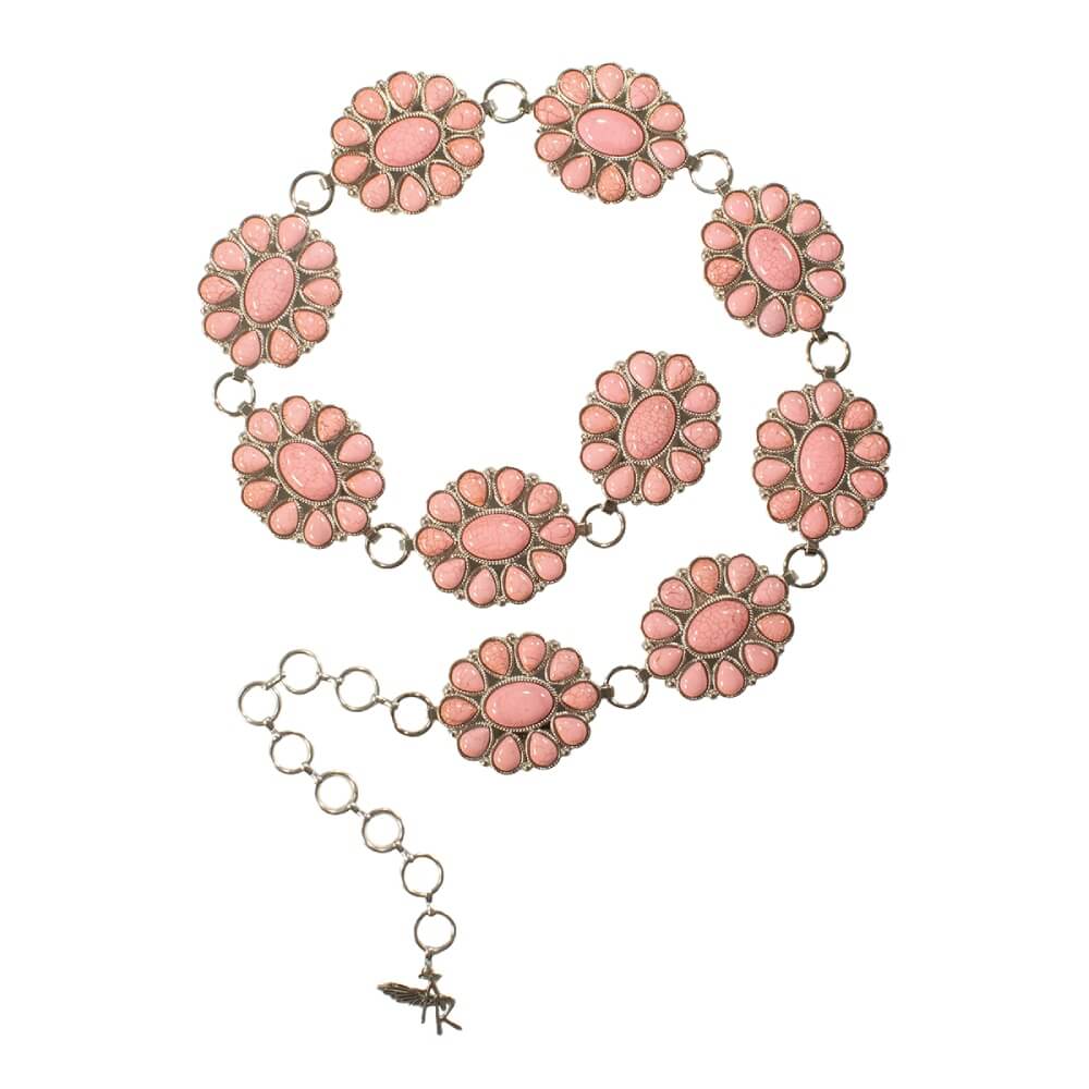Angel Ranch Womens Silver Scalloped Oval Conchos Belt Light Pink - D140003924