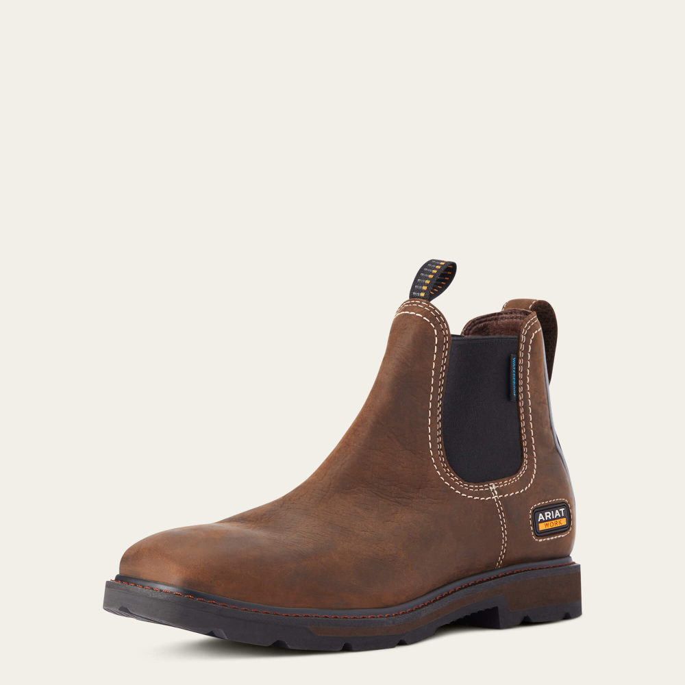 Ariat Men s Groundbreaker Dark Brown Waterproof Wide Square Toe Chelsea Work Boot
