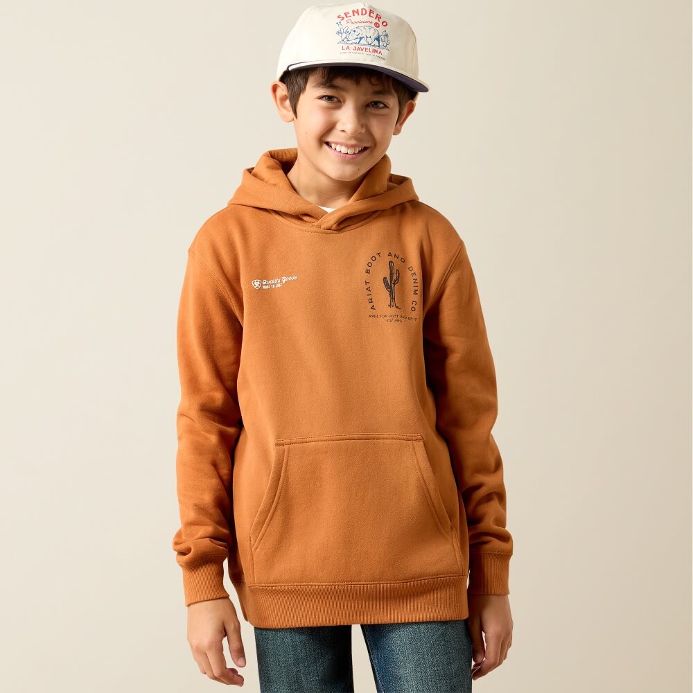 Ariat Boys Cowboy Tough Hoodie Orange - 10079566