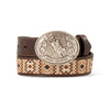 Ariat Boys Embroidered Rattlesnake Pattern Belt Brown - A1308402