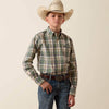Ariat Boys Pro Series Sebastian Shirt Bronze Green Plaid - 10073634
