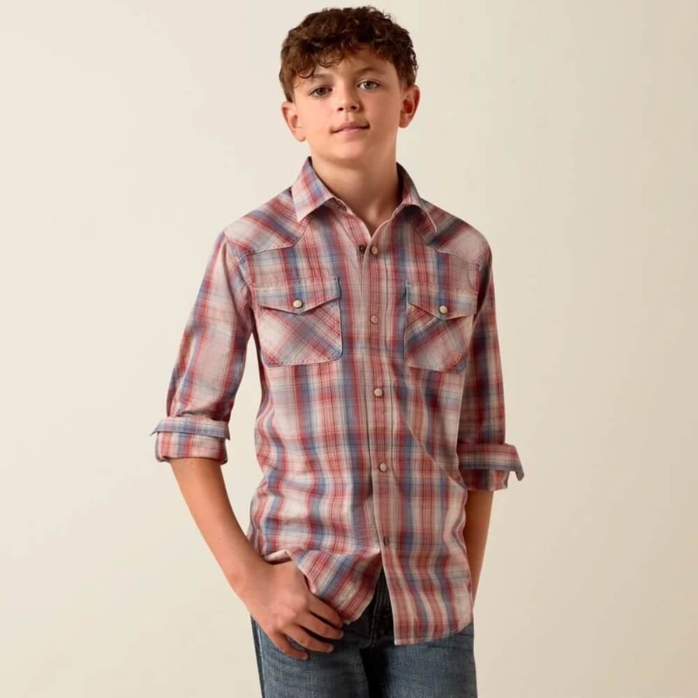 Ariat Boys Retro Hodge Shirt Red Plaid - 10073668
