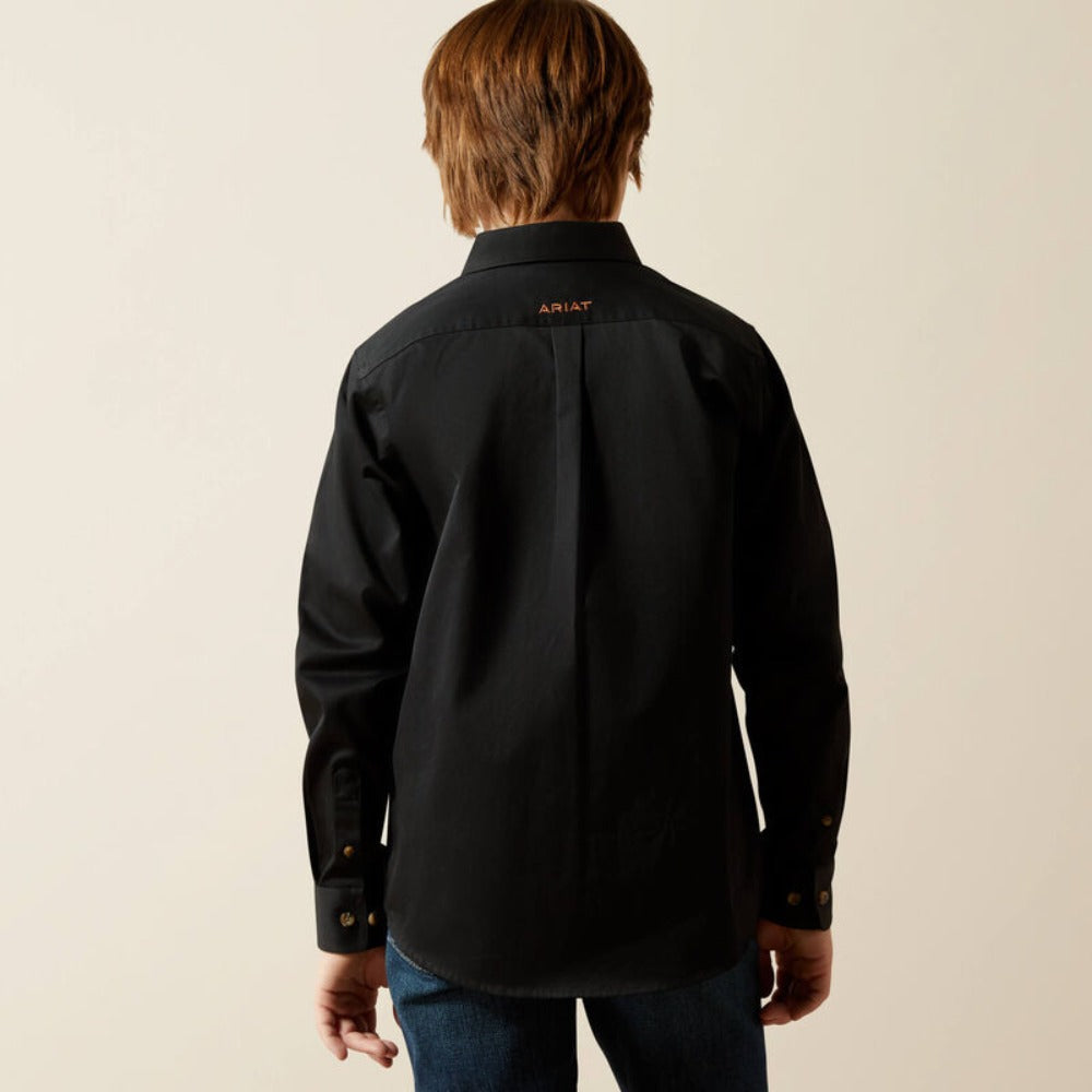 Ariat Boys Solid Black Twilll Classic Fit Shirt - 10030161
