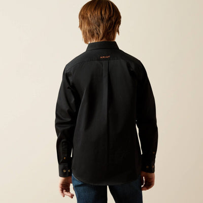 Ariat Boys Solid Black Twilll Classic Fit Shirt - 10030161