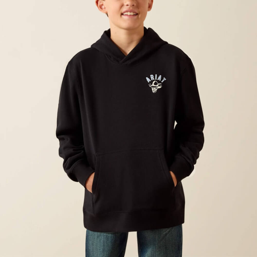 Ariat Boys Stitched Skull Hoodie Black - 10074909