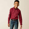 Ariat Boys Team Logo Burgundy Twill Classic Fit Shirt - 10030163