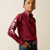Ariat Boys Team Logo Burgundy Twill Classic Fit Shirt - 10030163