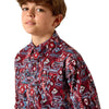 Ariat Boys Trapper Diamond Print Shirt Maroon - 10071681
