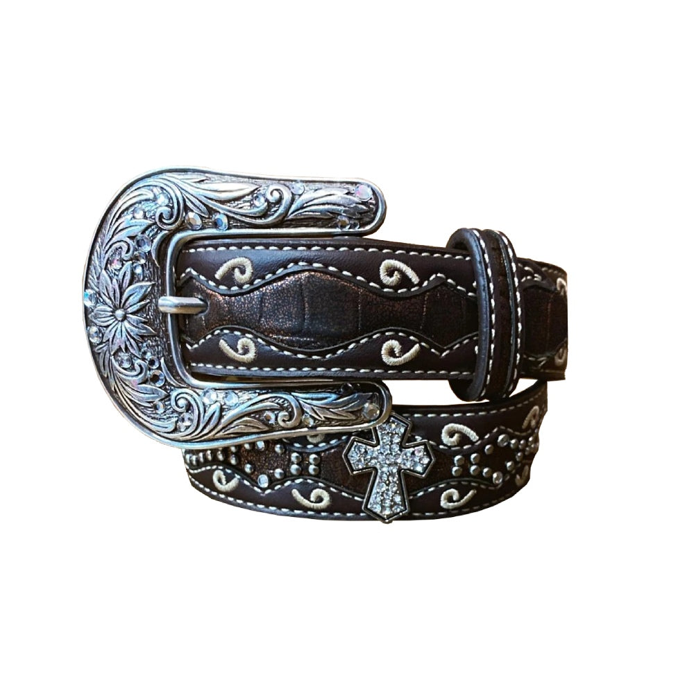 Ariat Girls Croc Print & Cross Belt