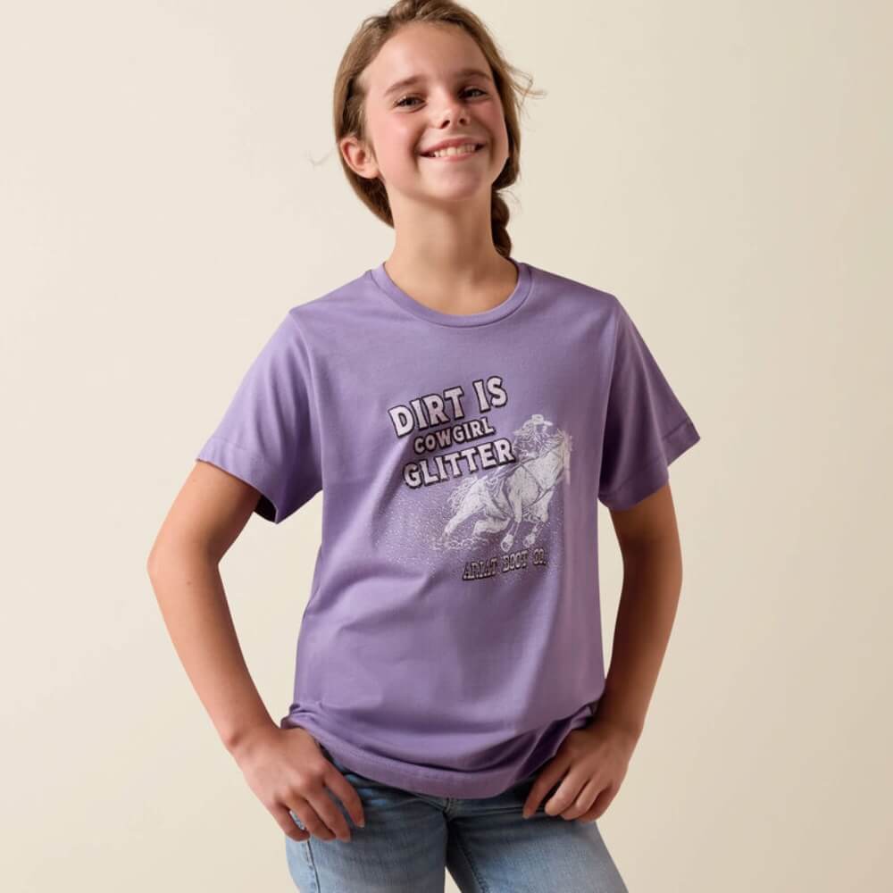 Ariat Girls Dirt is Glitter T-Shirt Lavender - 10078381
