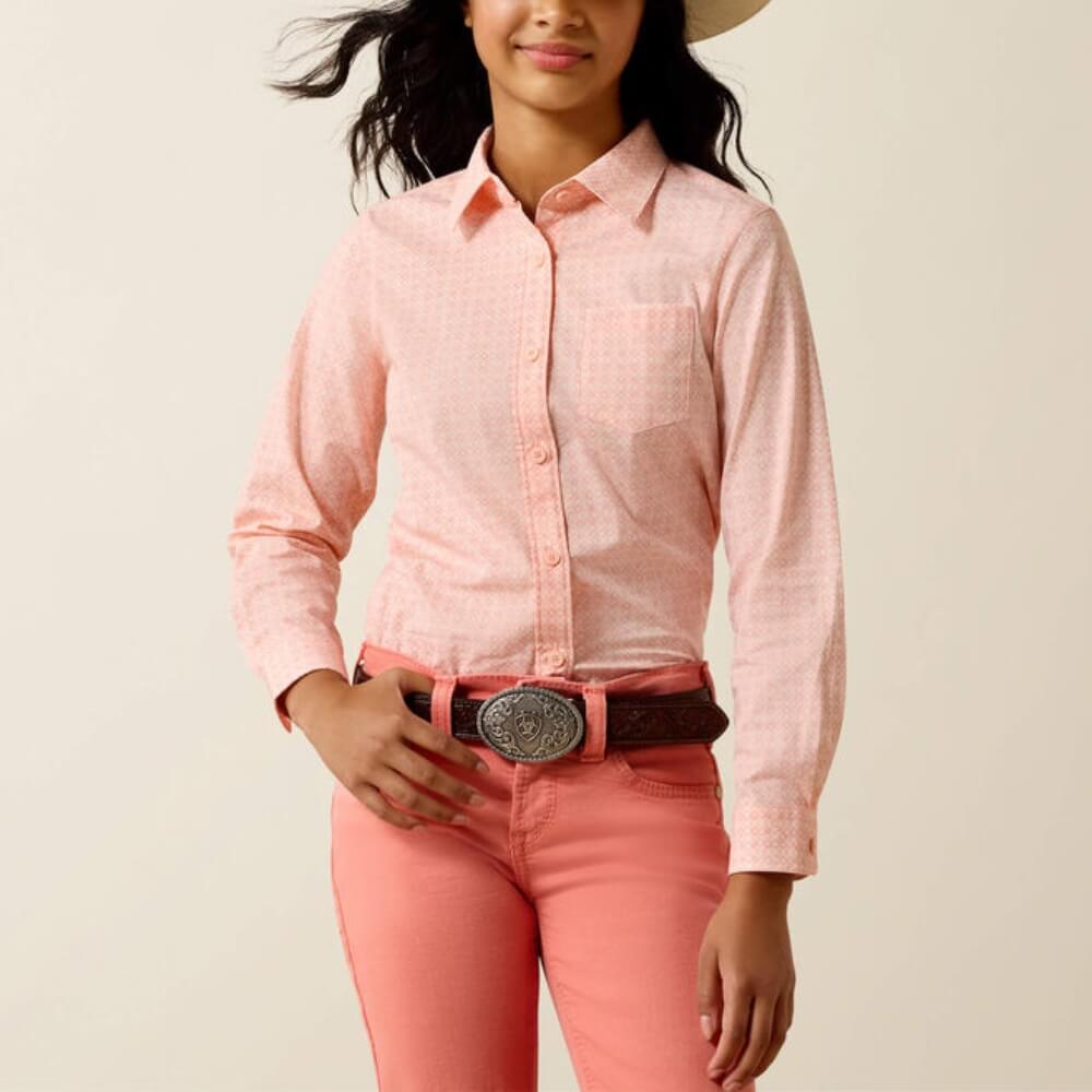 Ariat Girls Kirby Shirt Tropical Peach Geo - 10071276