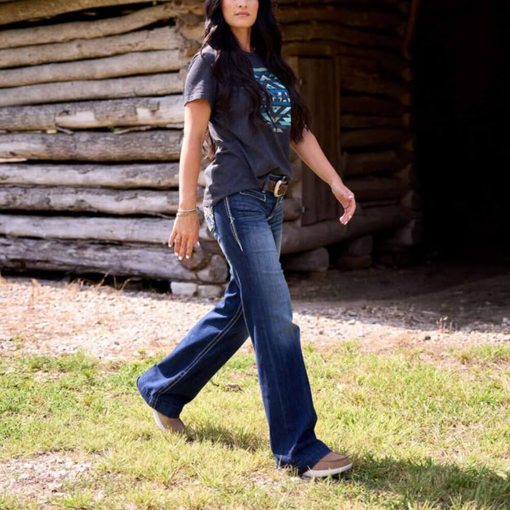 Ariat Womens Trouser Stretch Entwined Wide Leg Jeans Marine - 10025302