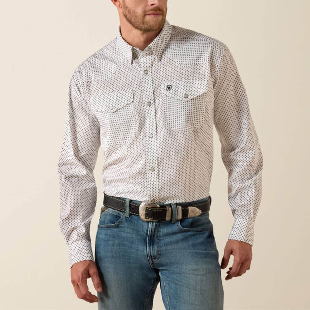 Ariat Men Anthony Classic Fit Snap Shirt White - 10071021