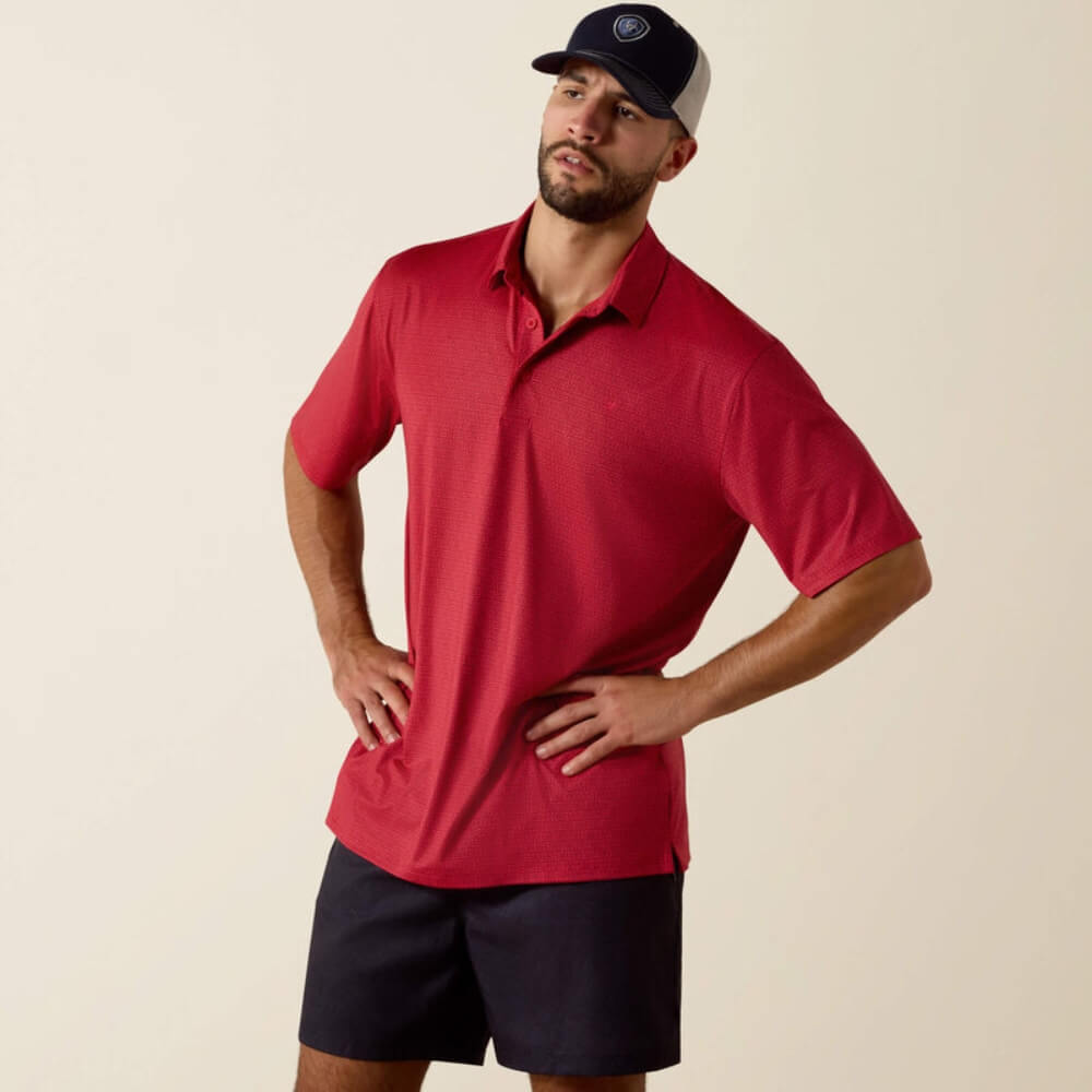 Ariat Mens 360 Airflow Polo Shirt Scarlet - 10073507