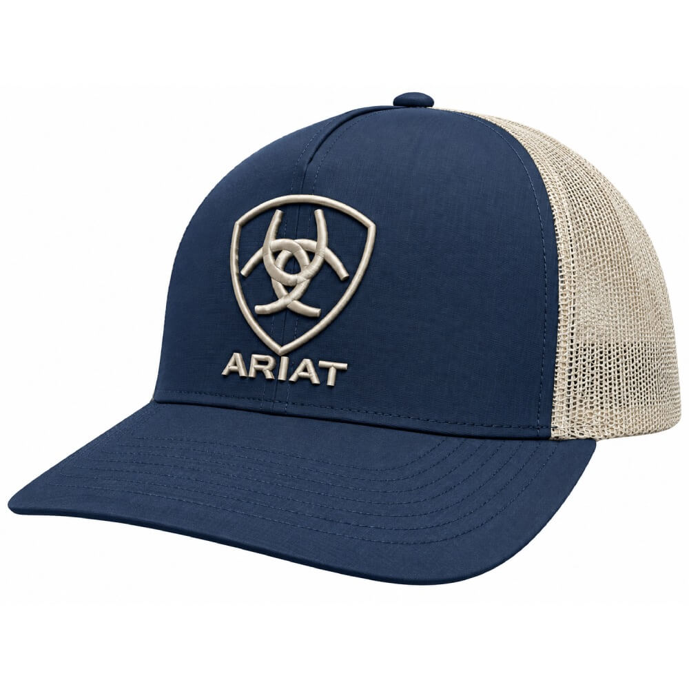 Ariat Mens 3D Shield and Logo Embroidered Cap Navy - A300098903