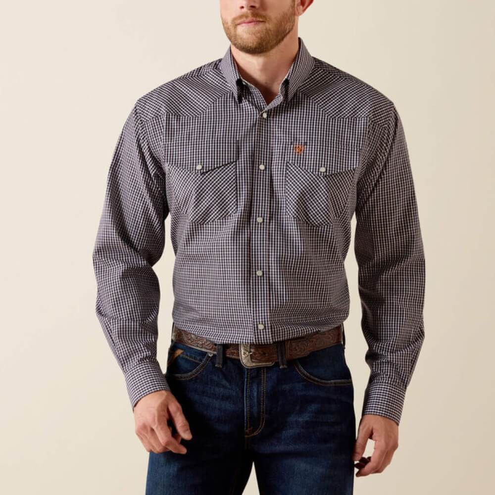 Ariat Mens Adonis Classic Fit Snap Shirt Navy Plaid - 10071022