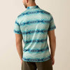 Ariat Mens All Over Heathered Polo Shirt Ice Aqua - 10076066