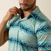 Ariat Mens All Over Heathered Polo Shirt Ice Aqua - 10076066