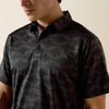 Ariat Mens All Over Print Classic Fit Polo Shirt Charcoal Heather - 10076065