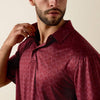 Ariat Mens All Over Print Heathered Classic Fit Polo Shirt Scarlet Heather - 10073584