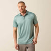 Ariat Mens All Over Print Heathered Fitted Polo Shirt Beach Glass - 10073585