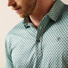 Ariat Mens All Over Print Heathered Fitted Polo Shirt Beach Glass - 10073585
