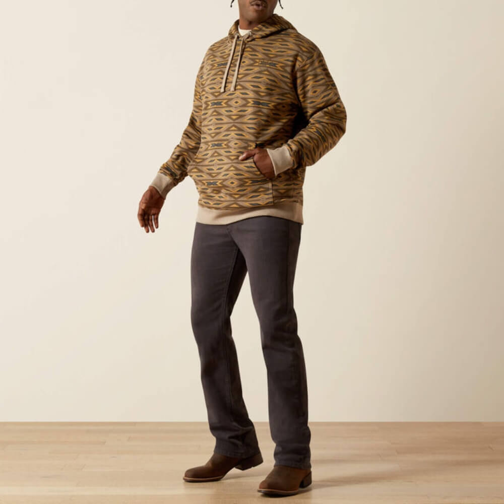Ariat Mens All Over Print Hoodie Khaki Southwest - 10062818