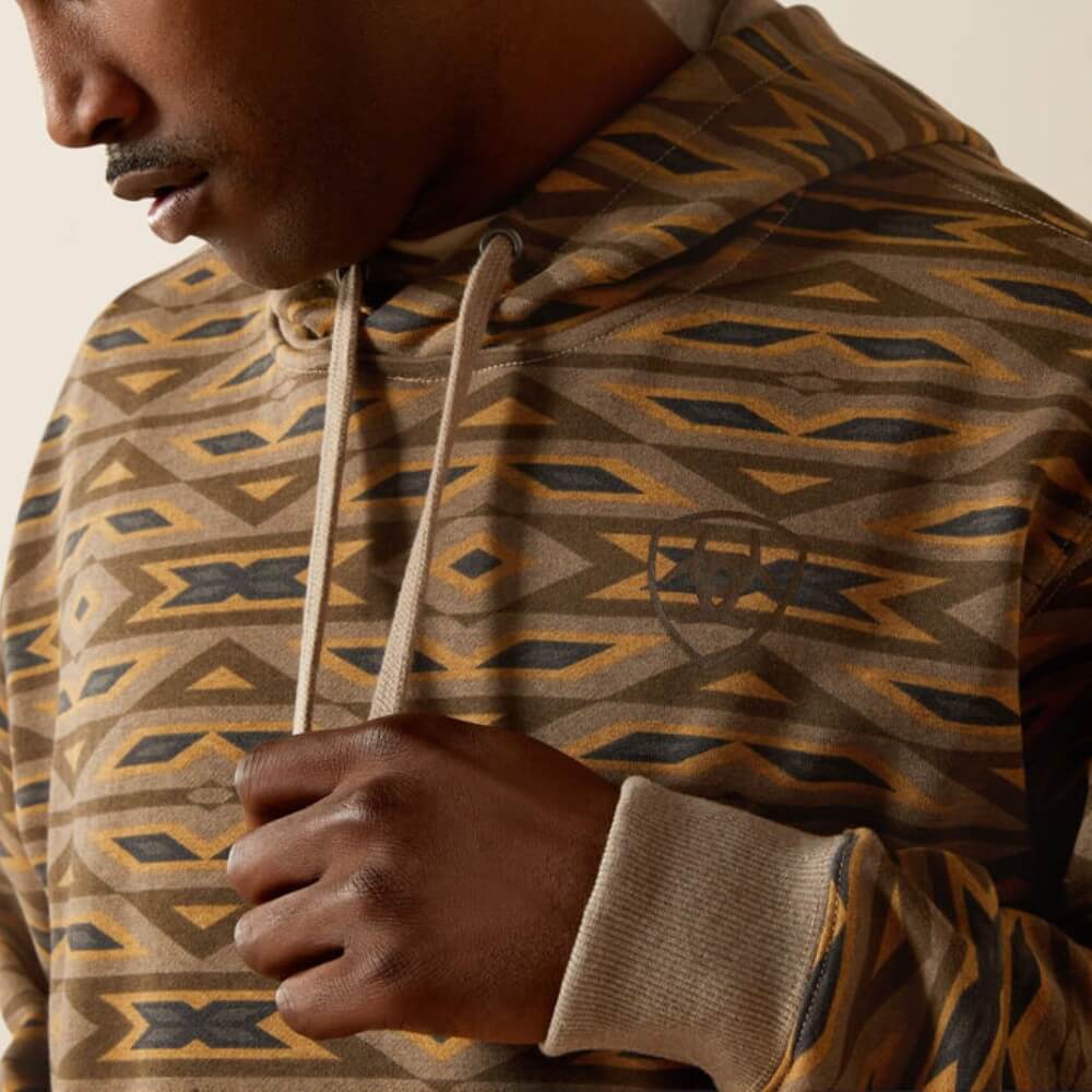 Ariat Mens All Over Print Hoodie Khaki Southwest - 10062818