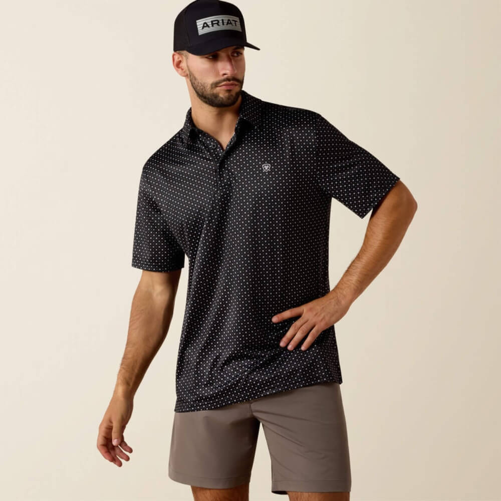 Ariat Mens All Over Print Polo Shirt Black - 10073472