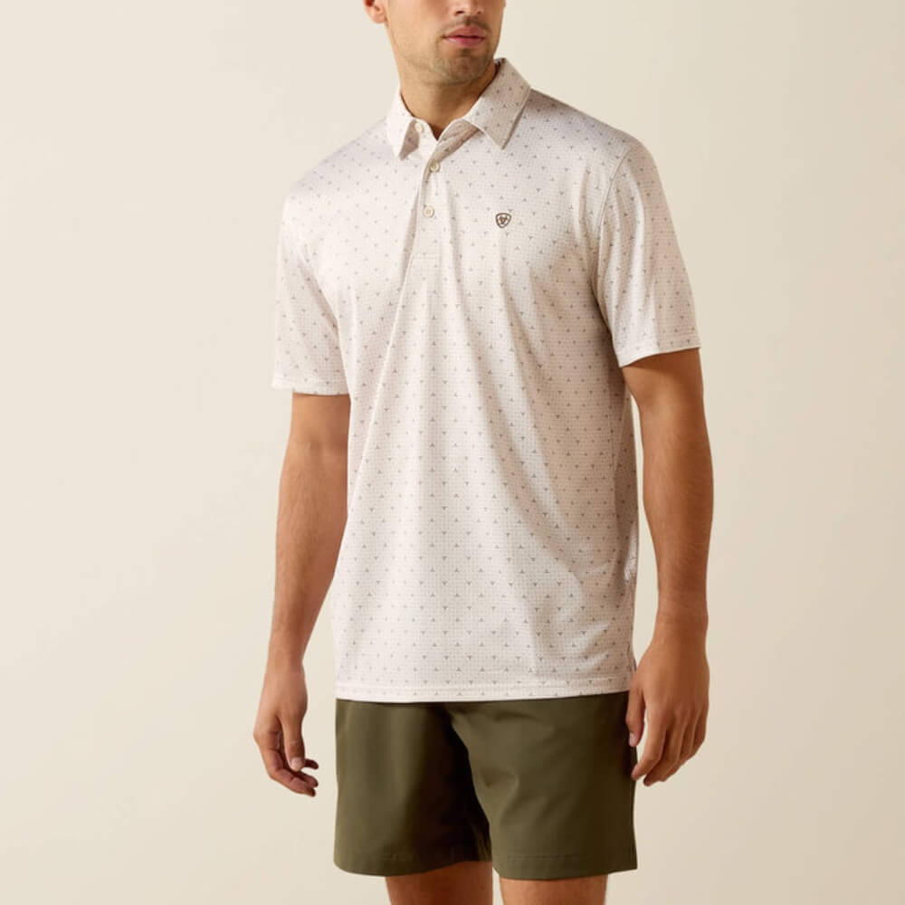 Ariat Mens All Over Print Polo Shirt Moonbeam - 10071496