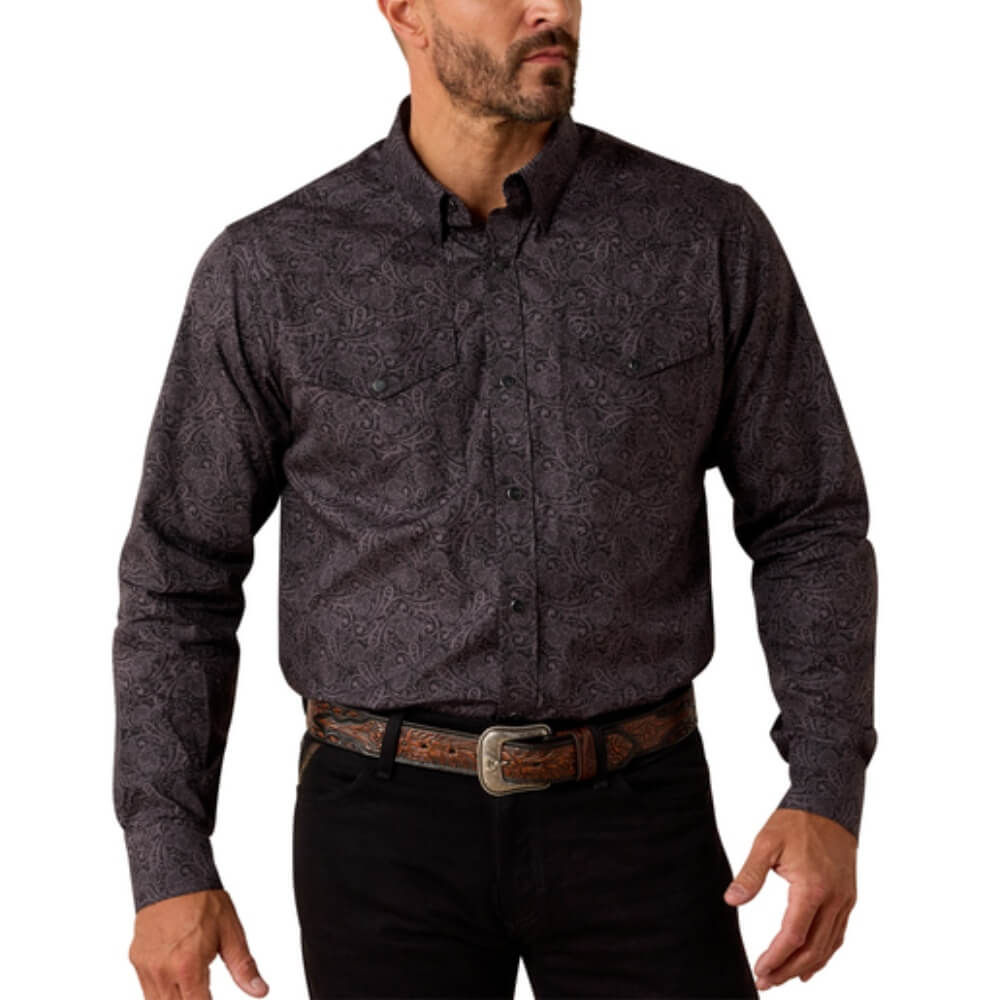 Ariat Mens Allen Fitted Snap Shirt Black - 10071023