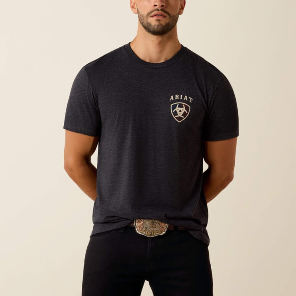 Ariat Mens American Bison T-Shirt Charcoal Heather - 10071195