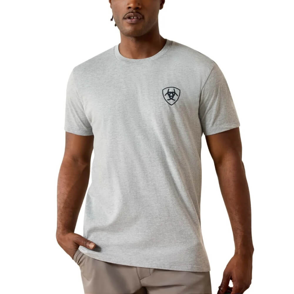 Ariat Mens Banner Badge Graphic T-Shirt Grey Heather - 10073956