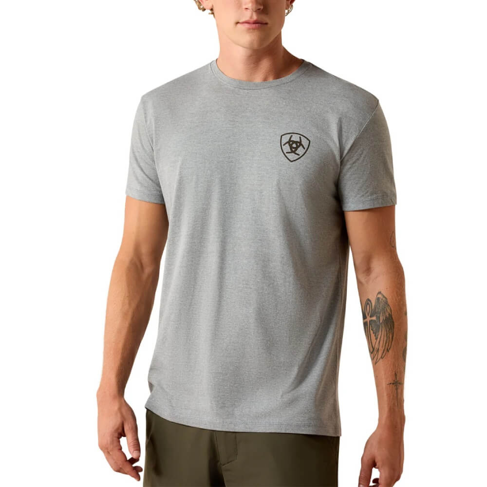 Ariat Mens Banner Badge Graphic T-Shirt Ice Berg Grey - 10073955