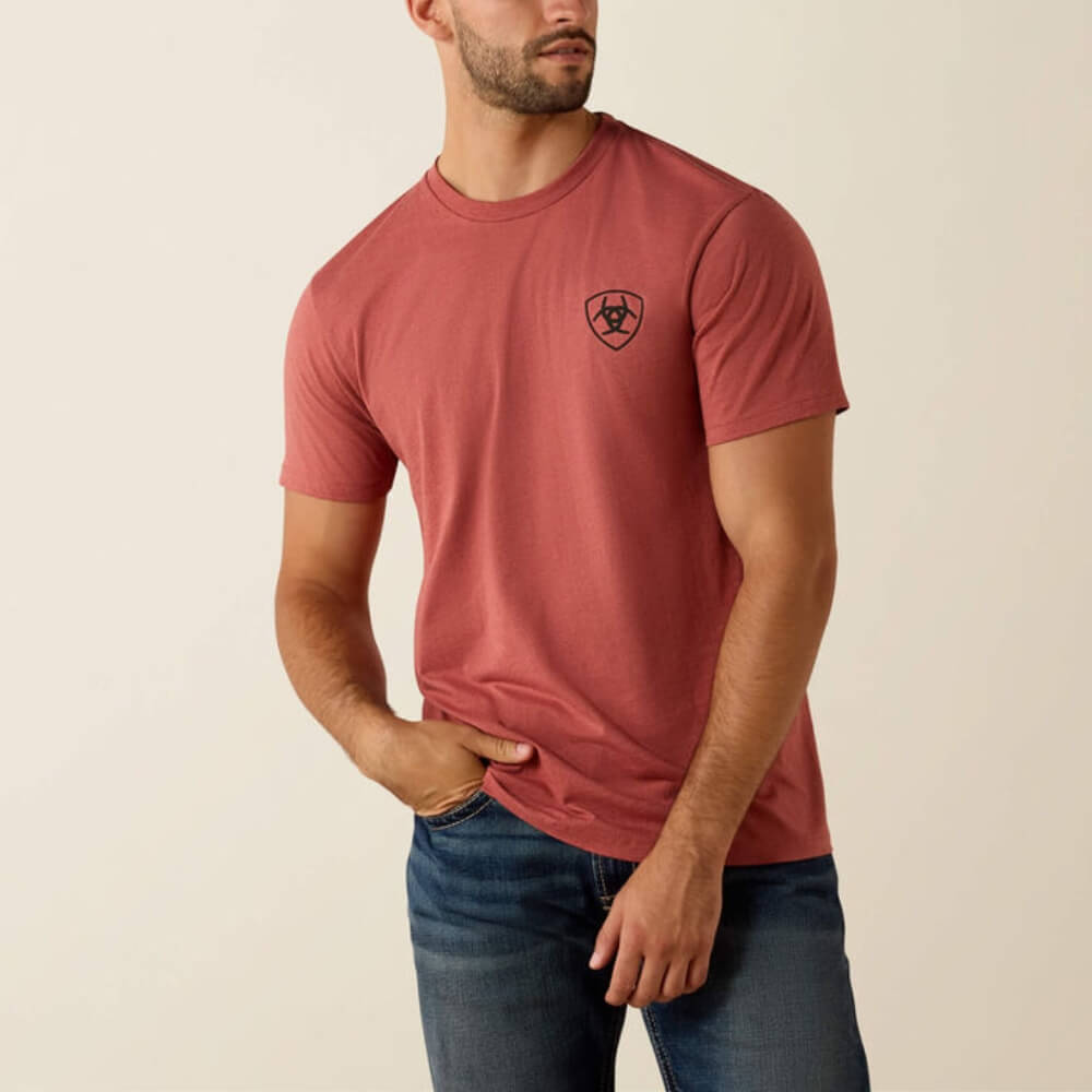 Ariat Mens Banner Badge T-Shirt Red Clay Heather - 10073957