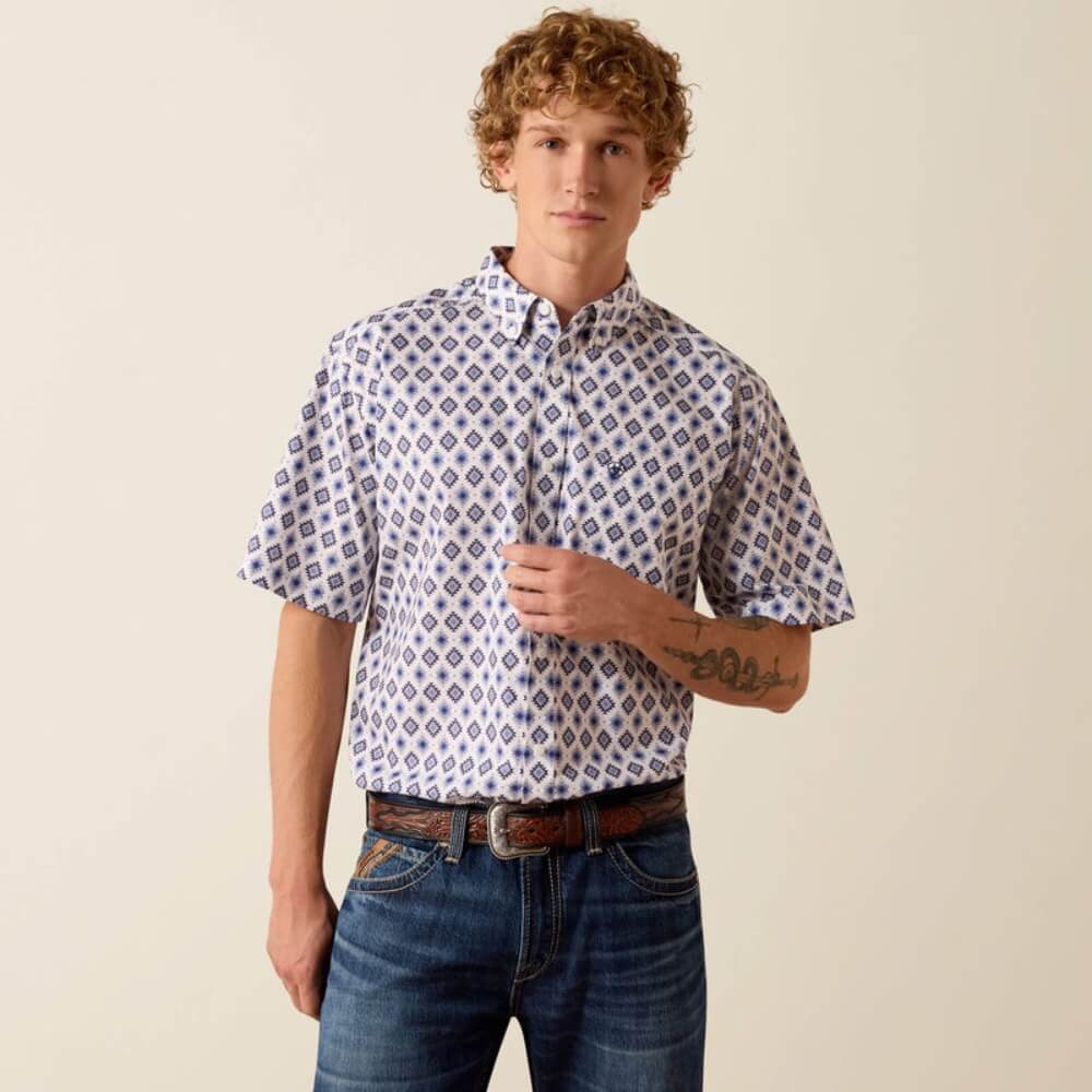 Ariat Mens Baxter Classic Fit Shirt White  - 10073527